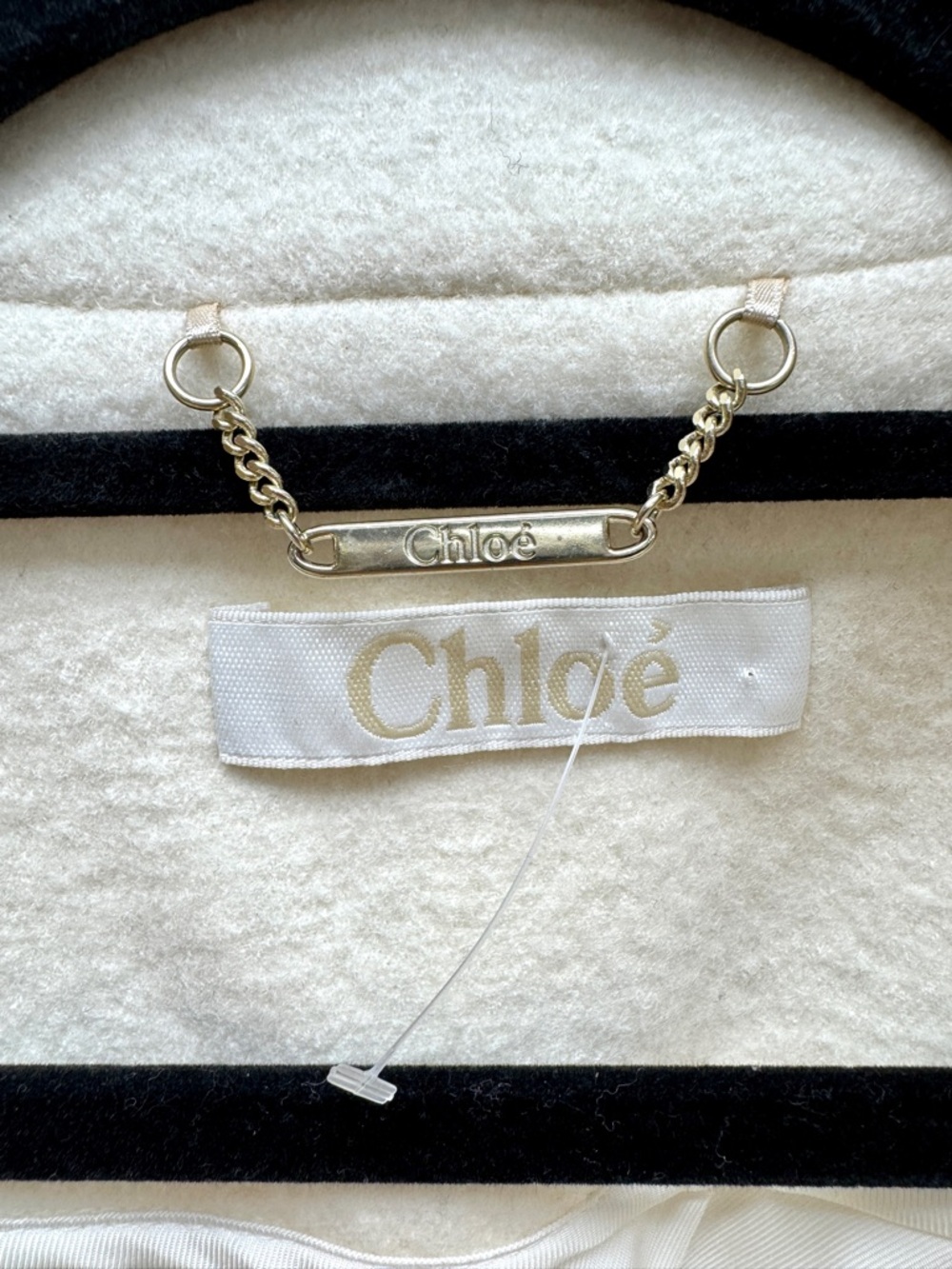 CHLOÉ Off-White Wool Moto Jacket Gold Ring Zippers Archival 2008 - Picture 6 of 13